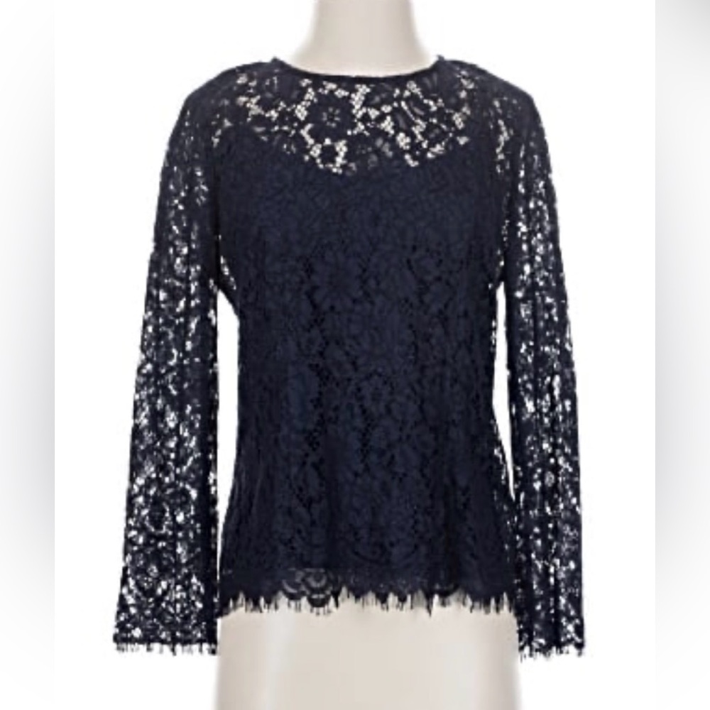 NWOT J Crew navy lace top with camisole, 6